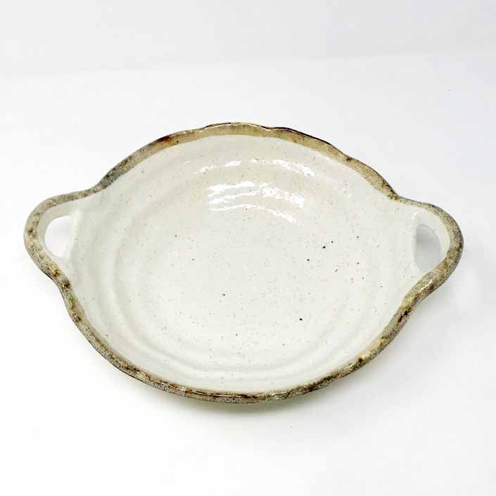 Shallow Bowl w/Handle Shiro Karatsu (10"x8") image 2