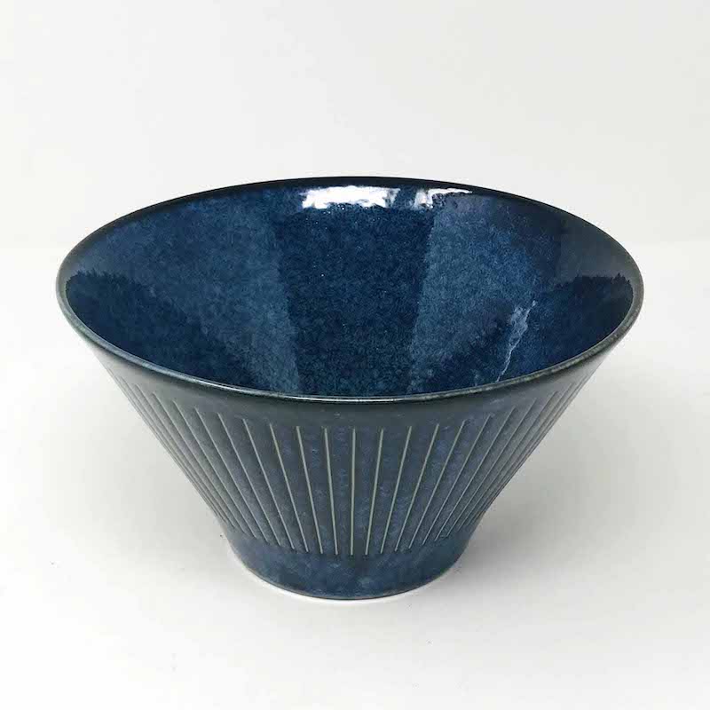Ramen Bowl Navy Blue Hassui Tokusa  (7.5"D x 4"H) image 1