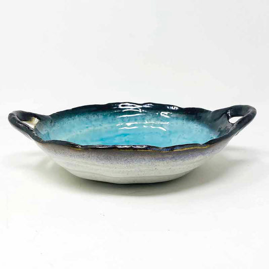 Bowl With Handles Turquoise (10"D ) image 1