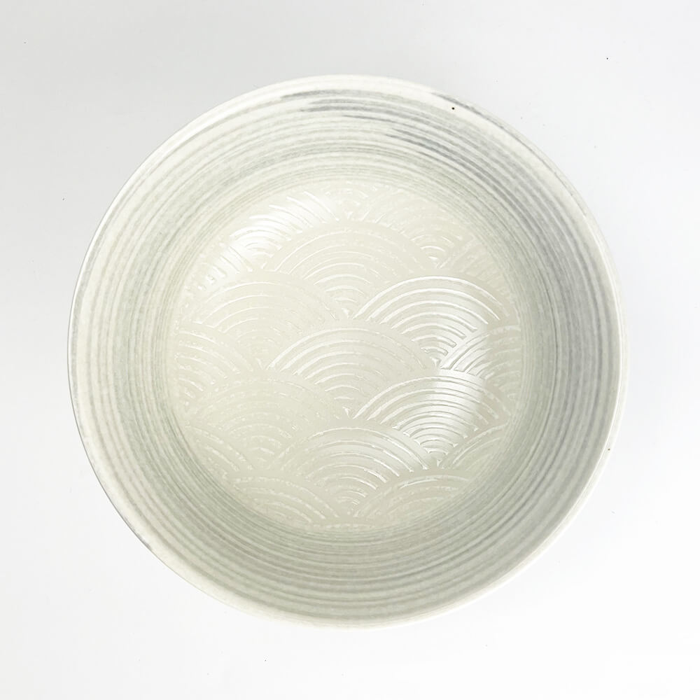 White Seigaiha Wave Ramen Bowl (8.25"D) image 3