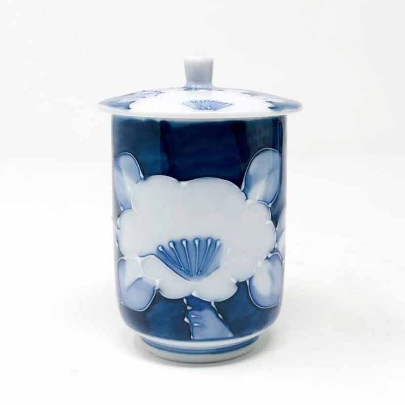 Tea Cup w/Lid Shiro Botan (4 fl oz) image 0