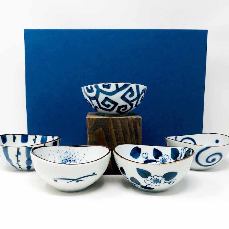 Kobachi Bowl Set of 5 Sometsuke Blue (4.25"D) image 1