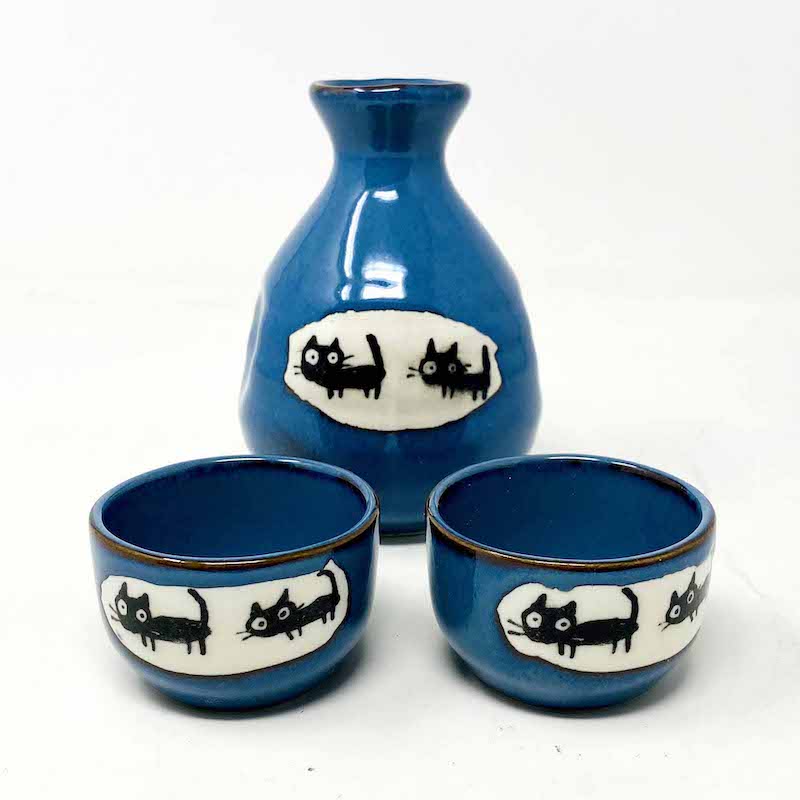 Sake Set 1:2 Cat/Blue image 0