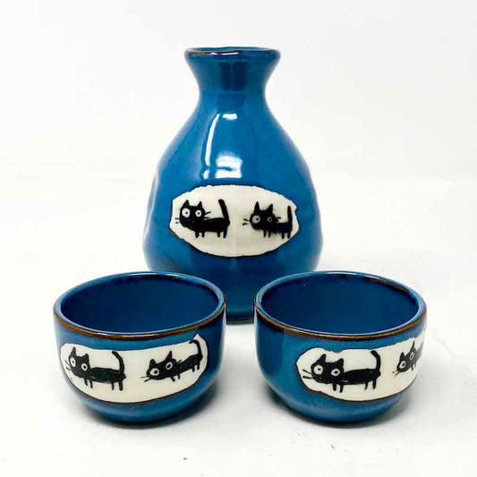 Sake Set 1:2 Cat/Blue image 0