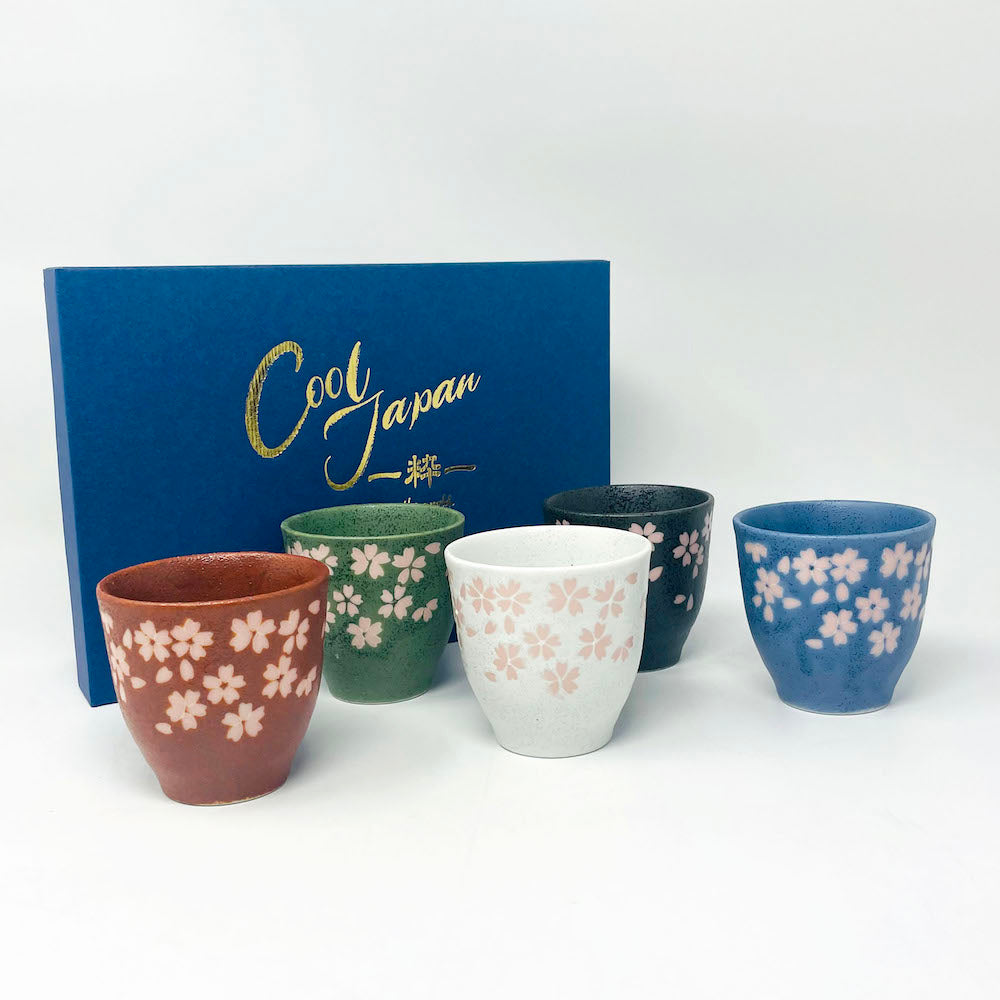 Minokayi Tea Cup Set of 5 Heisei Sakura (5.5oz) image 0