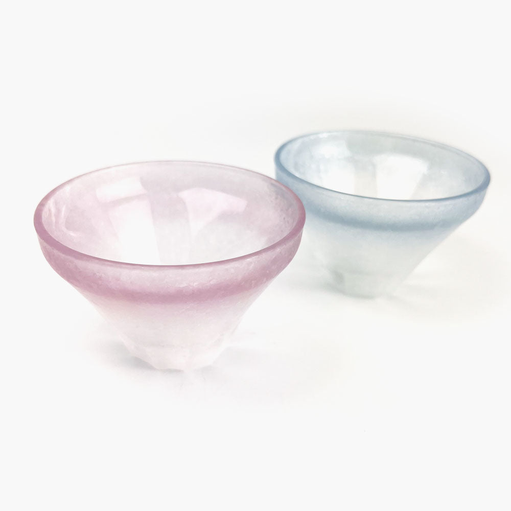 Pair Glass Sake Cup Fuji image 1