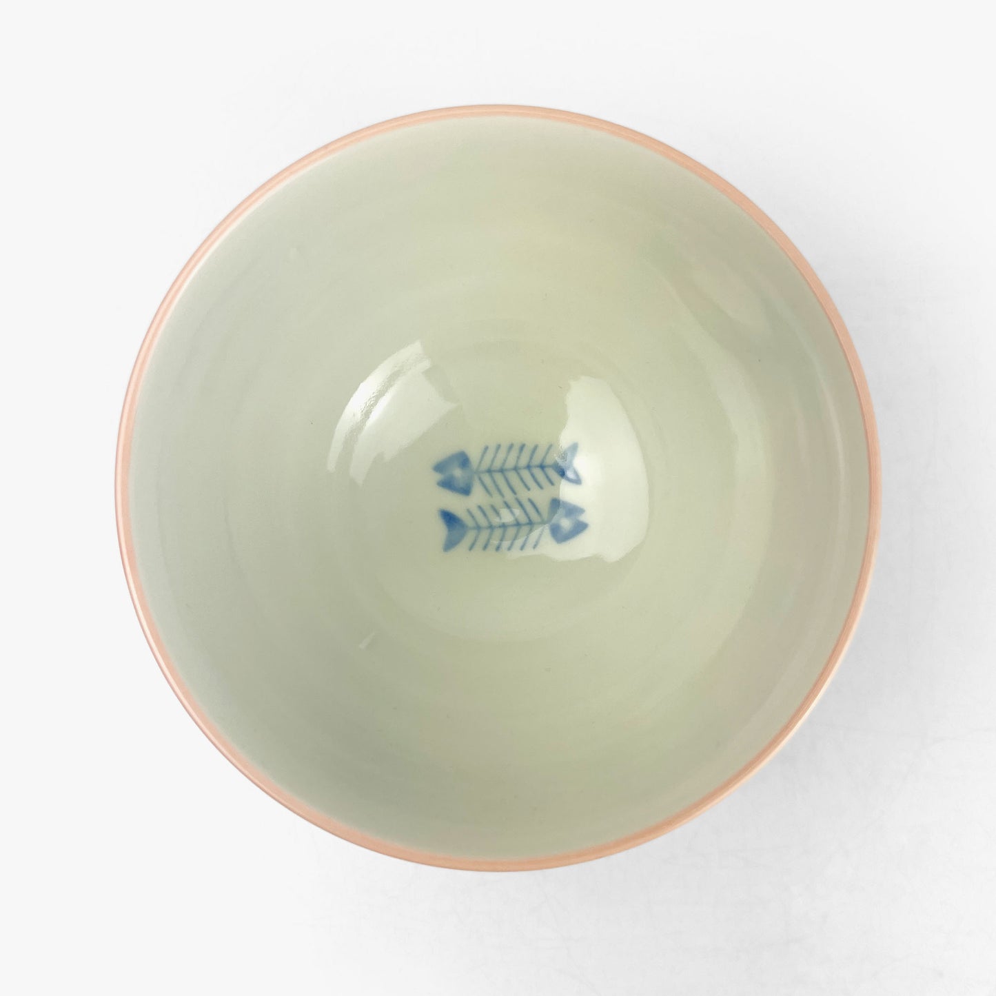 Rice Bowl Cat Pink Fish Bone (4.5"D)