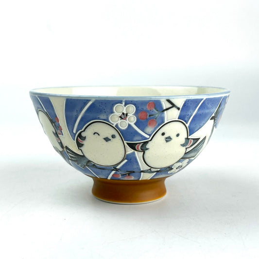 Rice Bowl Shima-enaga Bird Blue (4.5"D)