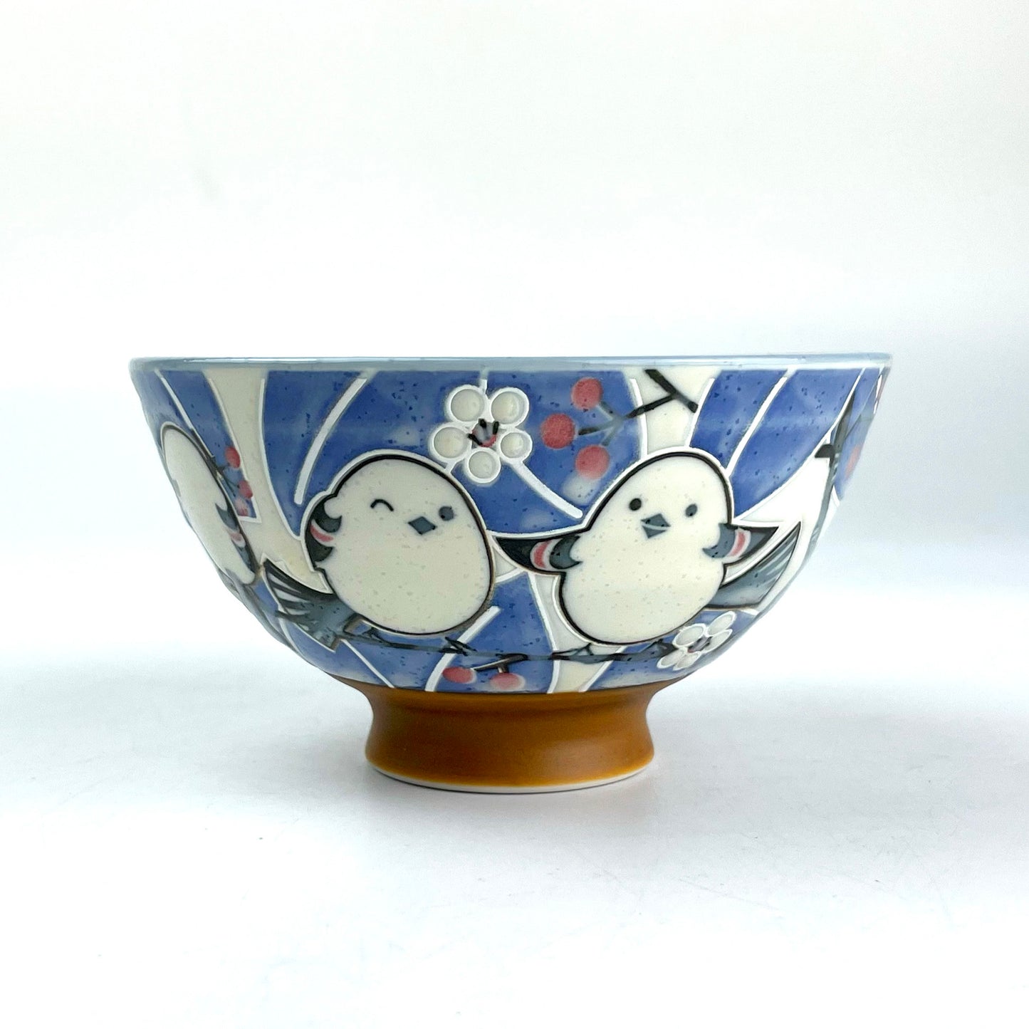 Rice Bowl Shima-enaga Bird Blue (4.5"D)