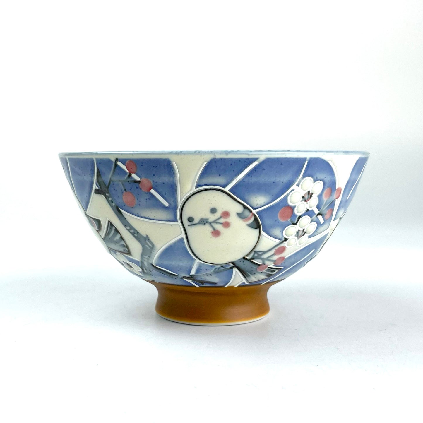 Rice Bowl Shima-enaga Bird Blue (4.5"D)