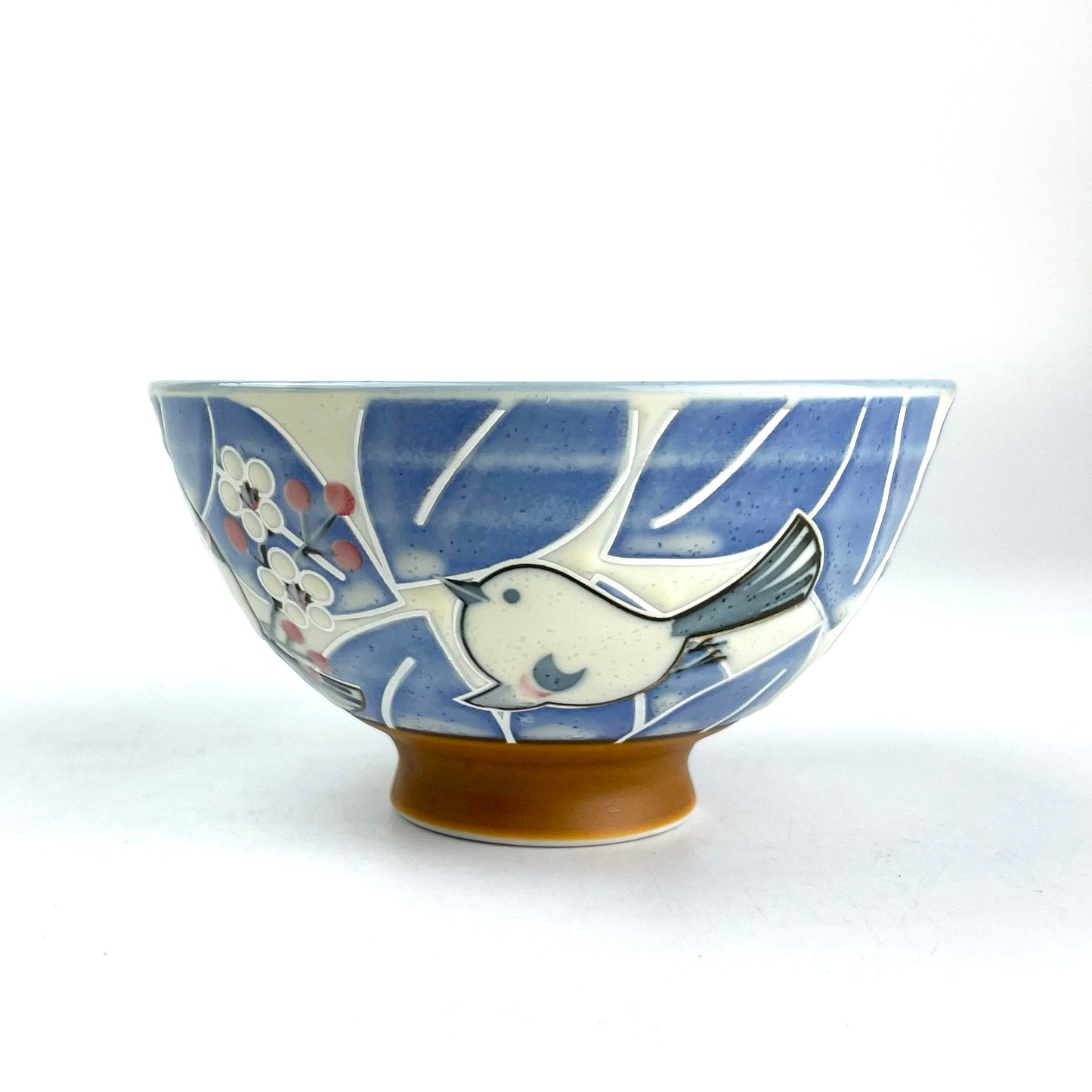 Rice Bowl Shima-enaga Bird Blue (4.5"D)