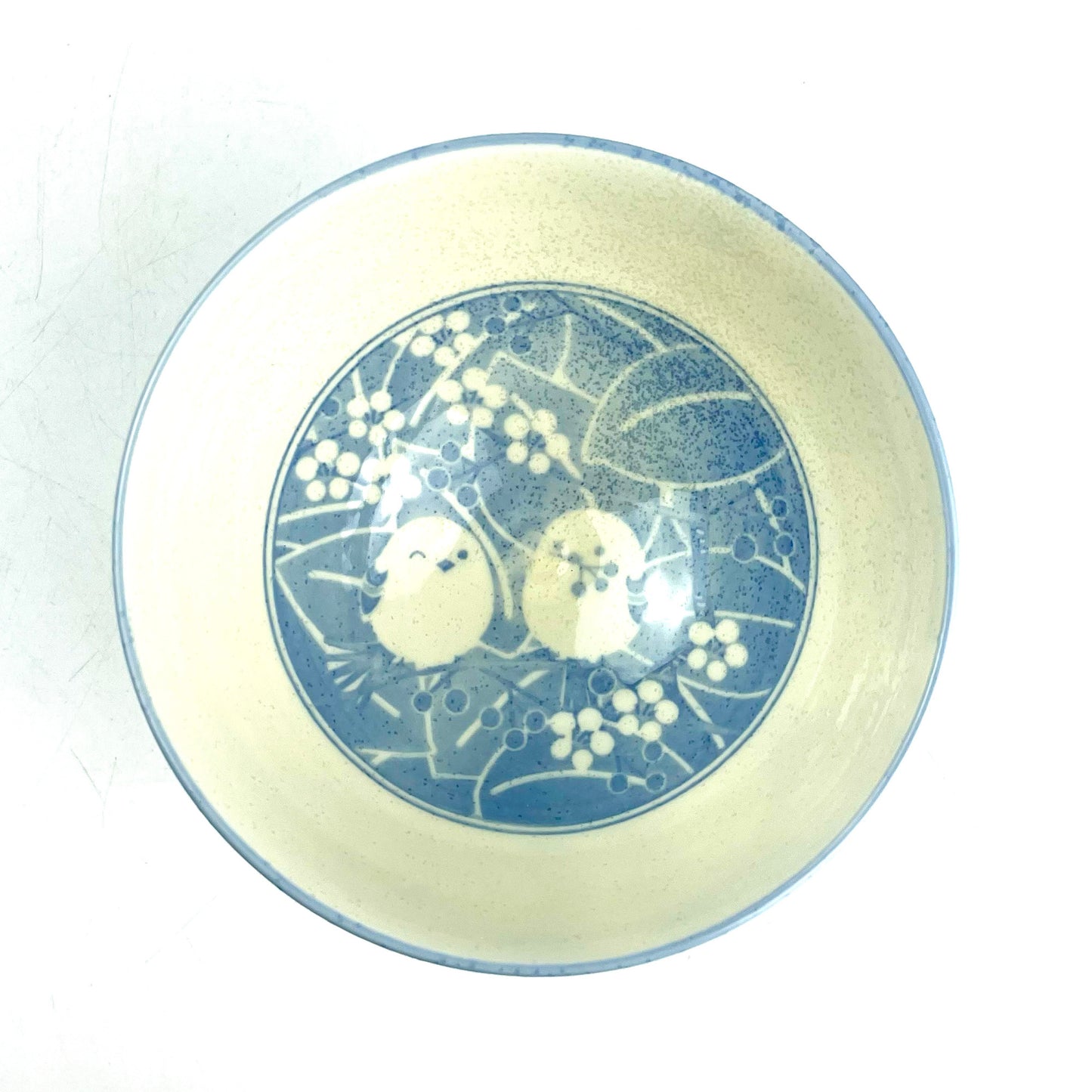 Rice Bowl Shima-enaga Bird Blue (4.5"D)