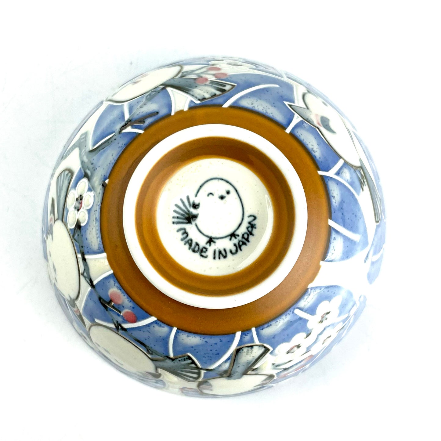 Rice Bowl Shima-enaga Bird Blue (4.5"D)