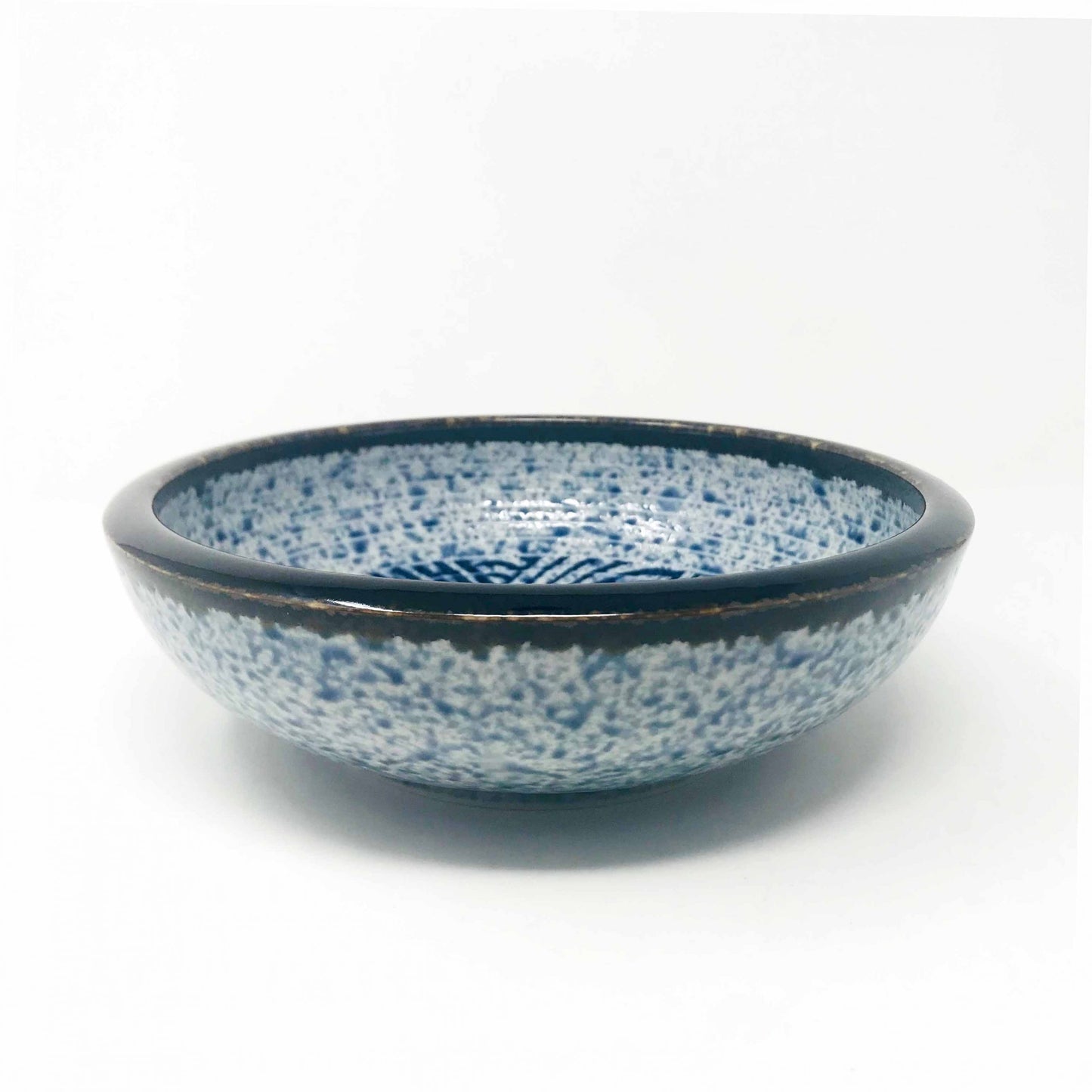 Navy Blue Seigaiha Asabachi Bowl (8"D) image 2