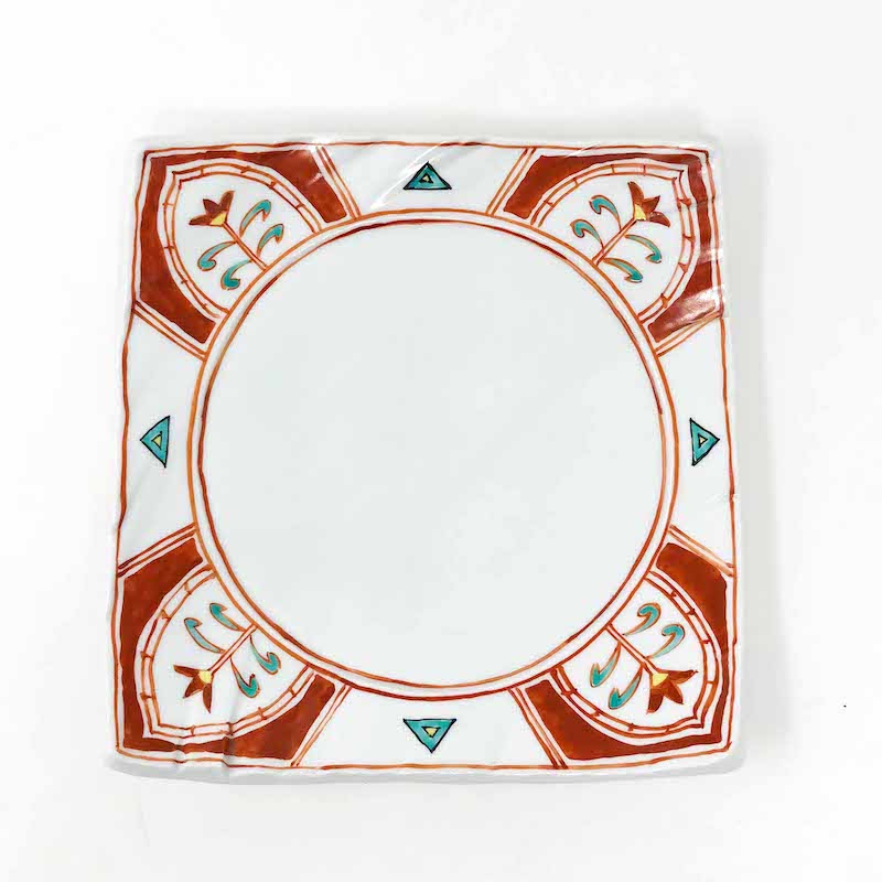 SQ. Plate Akae (7.5"D) by Bunga Yamamoto/ Hoju-gama image 0