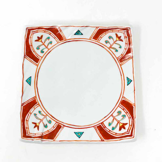 SQ. Plate Akae (7.5"D) by Bunga Yamamoto/ Hoju-gama image 0