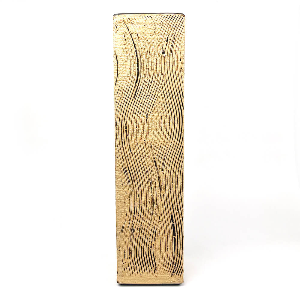 Shigaraki Rectangular Wave Pattern Vase (14.75"H) image 0