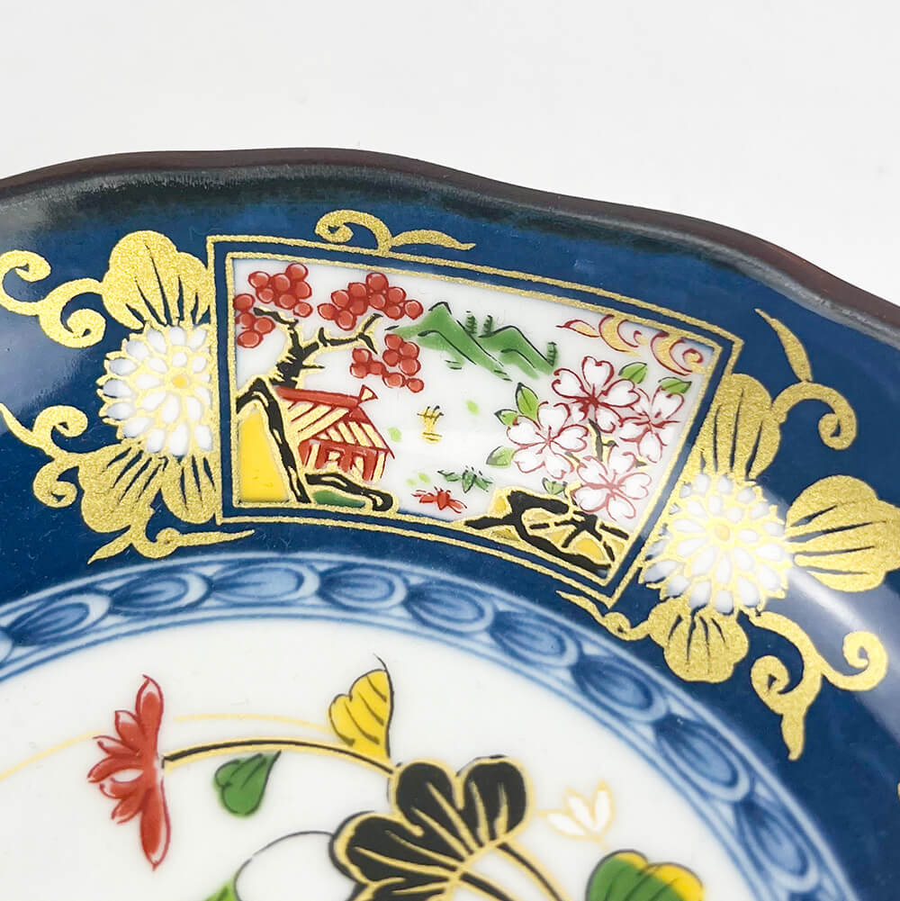 Arita Koimari Kinsai Gold Blue Dish Set of 5 image 5
