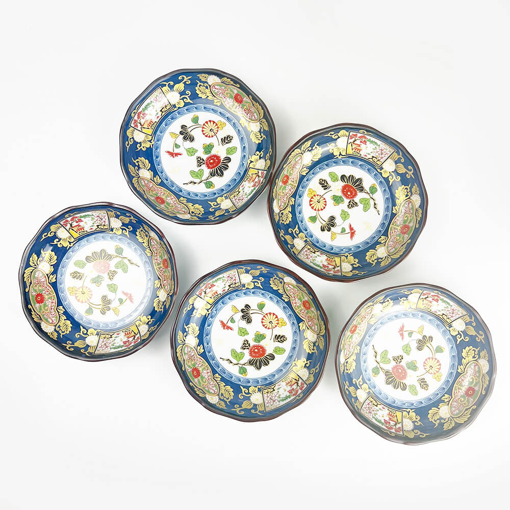 Arita Koimari Kinsai Gold Blue Dish Set of 5 image 2