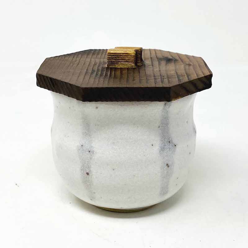 Mushiwan w/Wooden Cover White (3"x 2.5"H) image 0