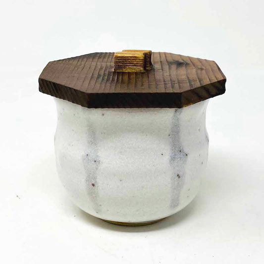 Mushiwan w/Wooden Cover White (3"x 2.5"H) image 0