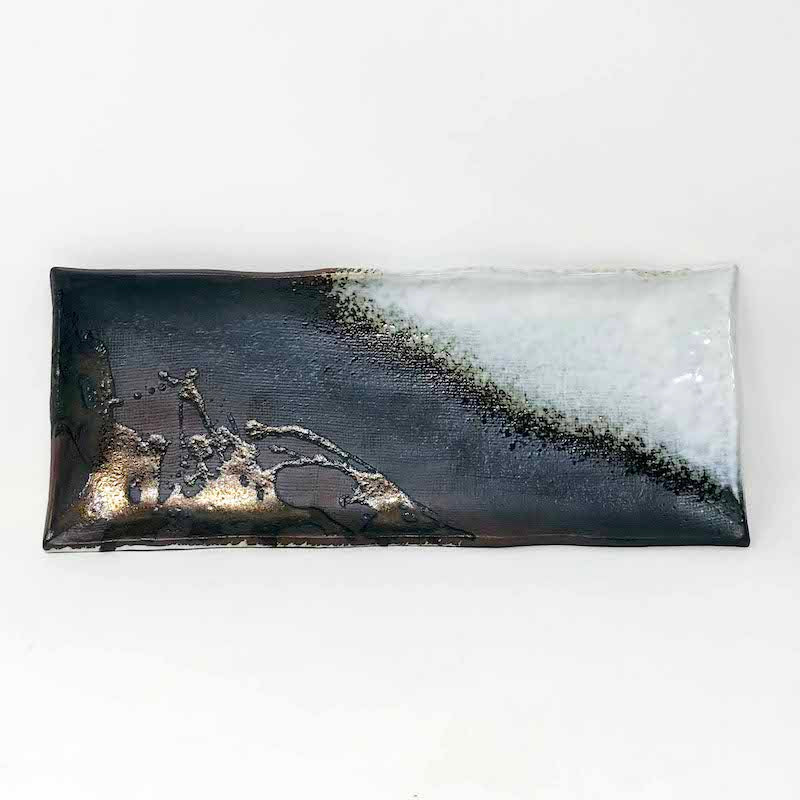 Hakuyu Nagashi Rec.Plate 白釉流し (11" x 4.5") image 0