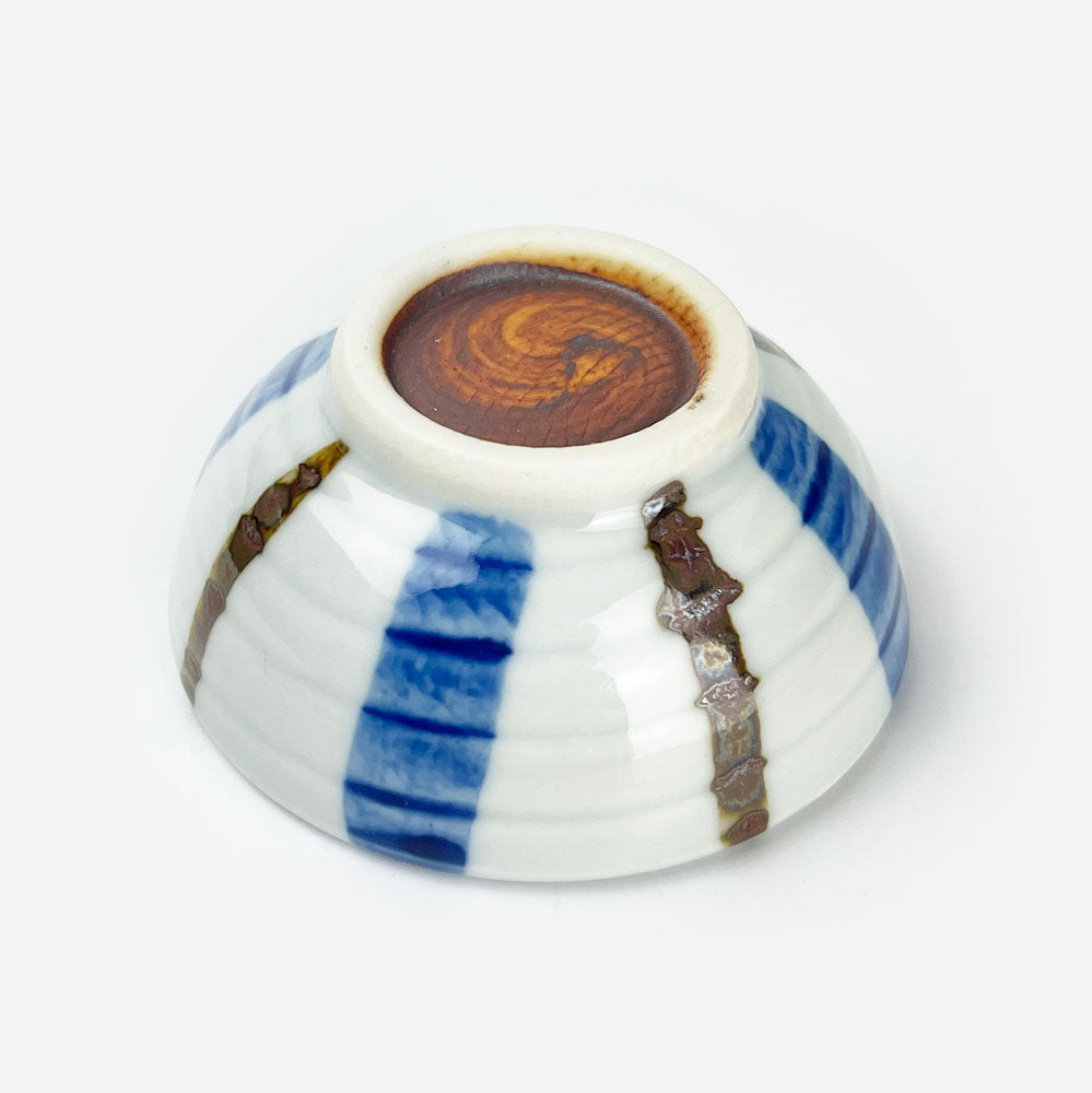 Small Chinmi Dish Blue and Brown Stripe (2.5"D) image 3