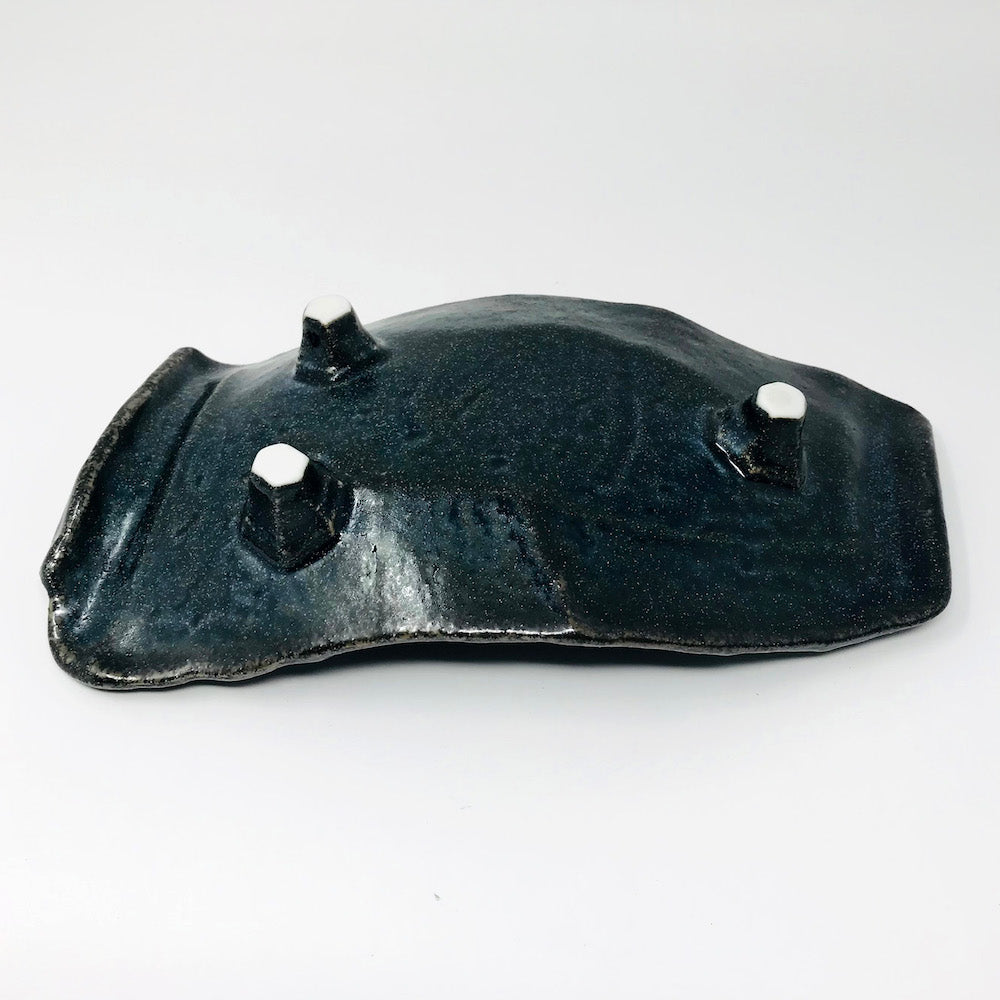 Rec. Footed Plate Navy Blue 紺青長岩向付 (9"D) image 3