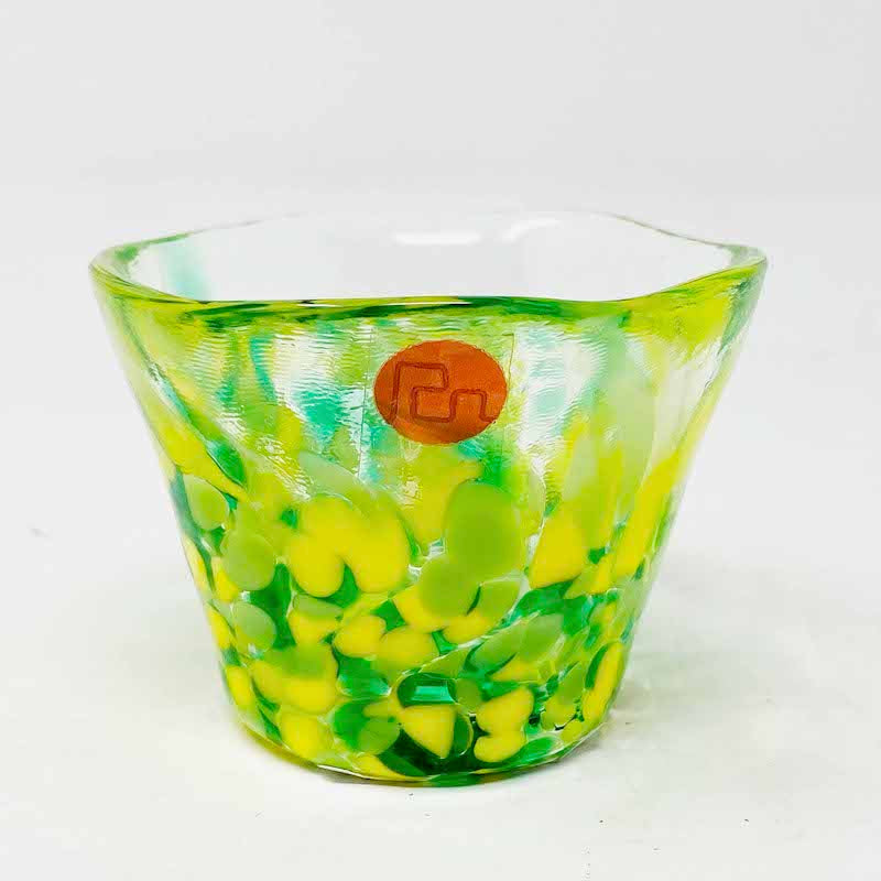 Tsugaru Vidro Glass Sake Cup<br>-Mountain Young Leaves image 0