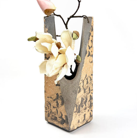 Shigaraki Gray and Orange Vase (12"H) image 4