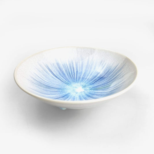 Bowl White Blue by Minoru Fukushima (5 3/4"D)