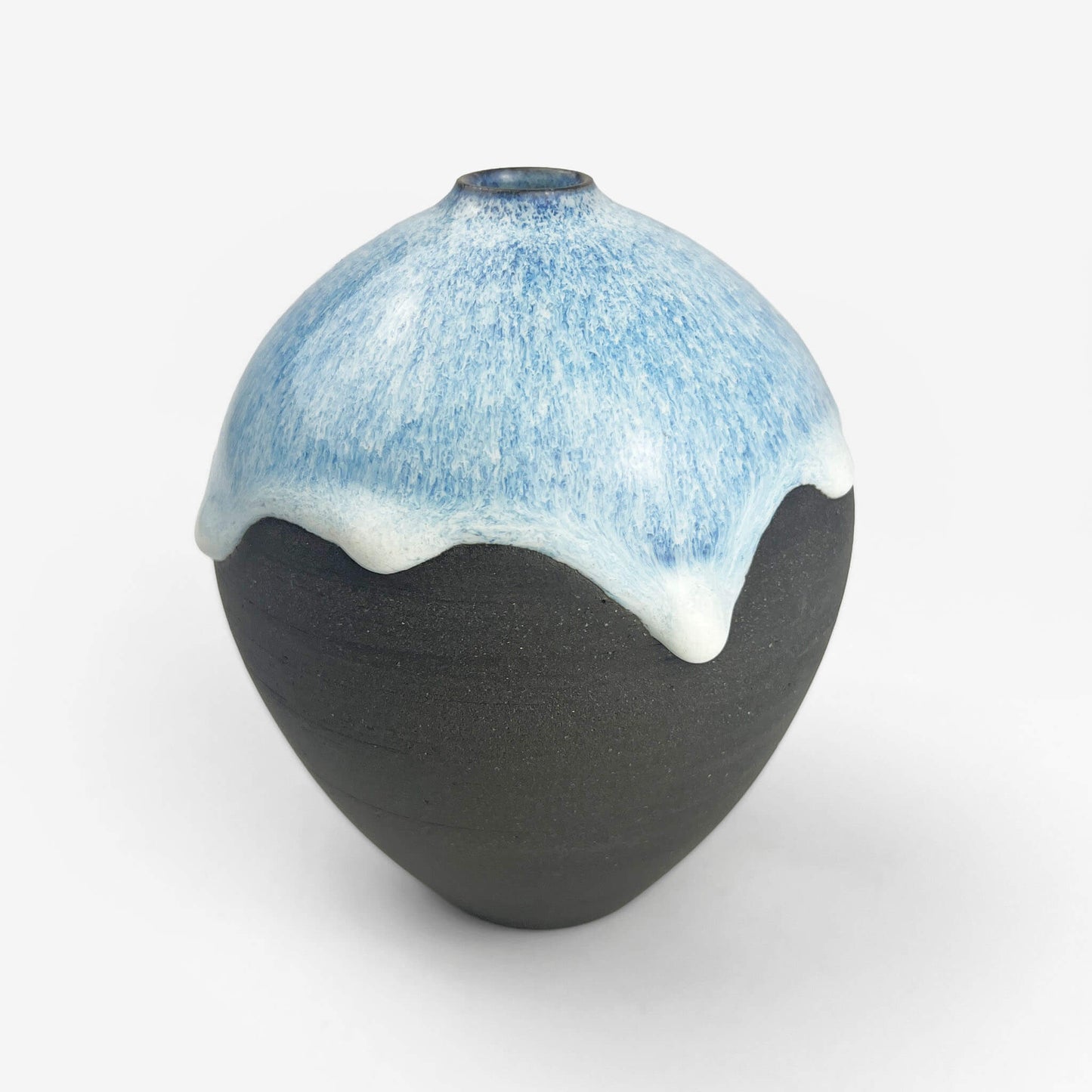 Mini Vase White Blue by Minoru Fukushima (3 1/2"D)