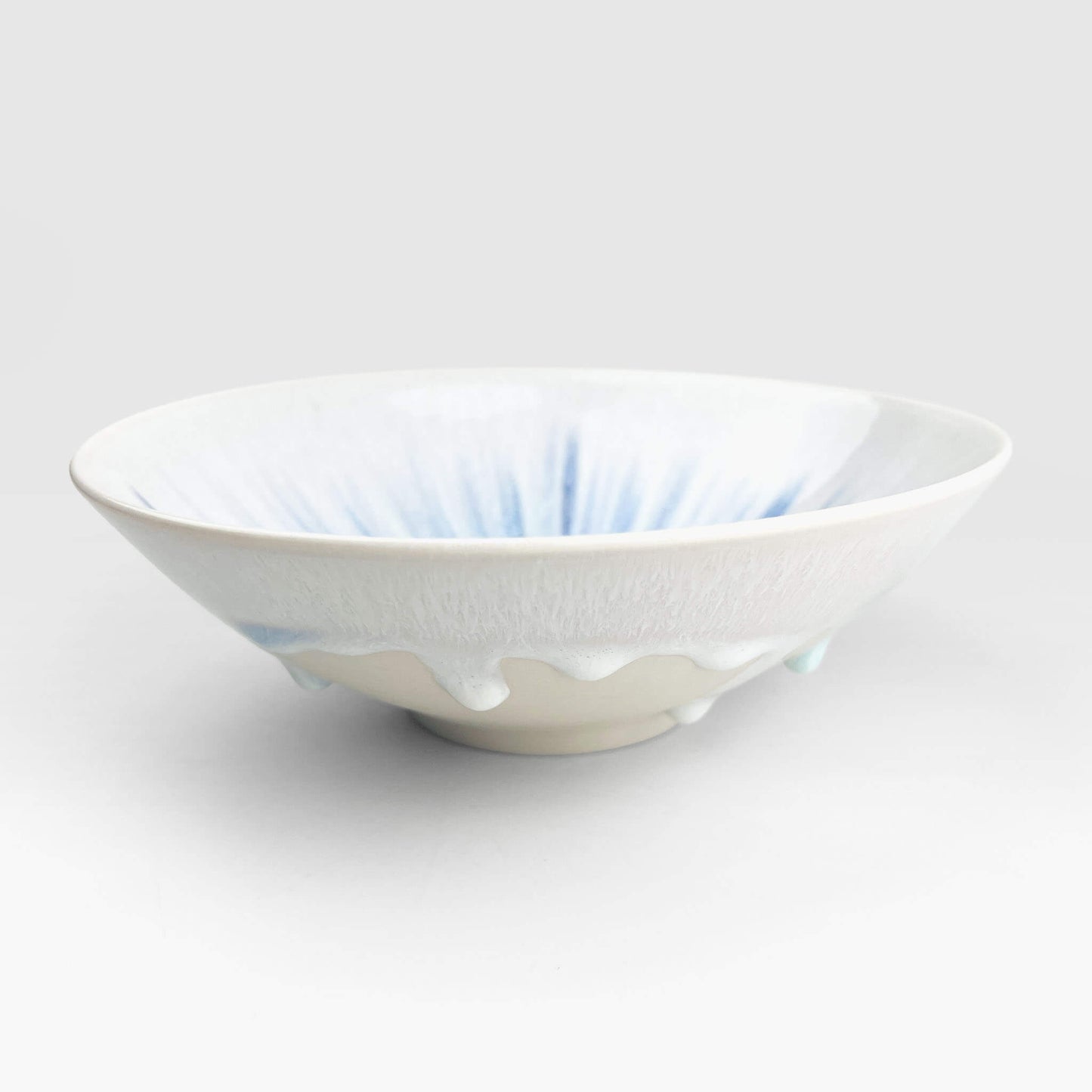 Shallow Bowl White Blue by Minoru Fukushima (7 3/4"D)