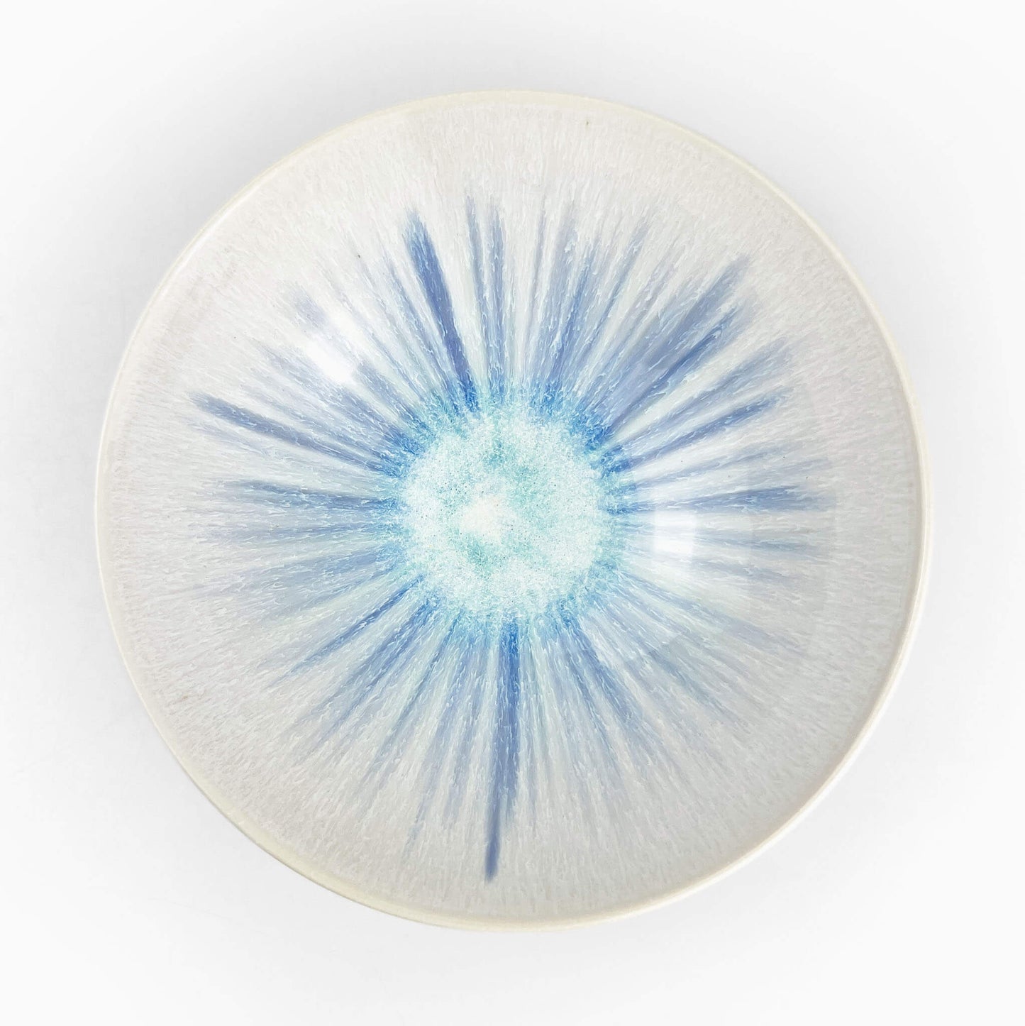 Shallow Bowl White Blue by Minoru Fukushima (7 3/4"D)