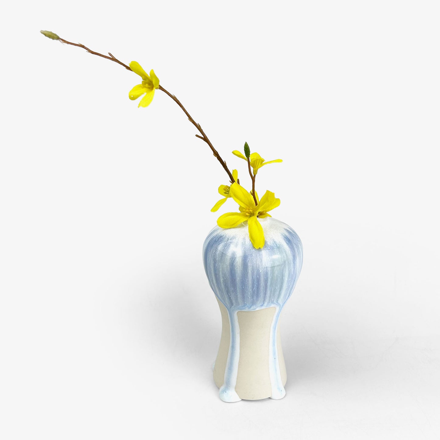 Vase White Blue by Minoru Fukushima (5"L)