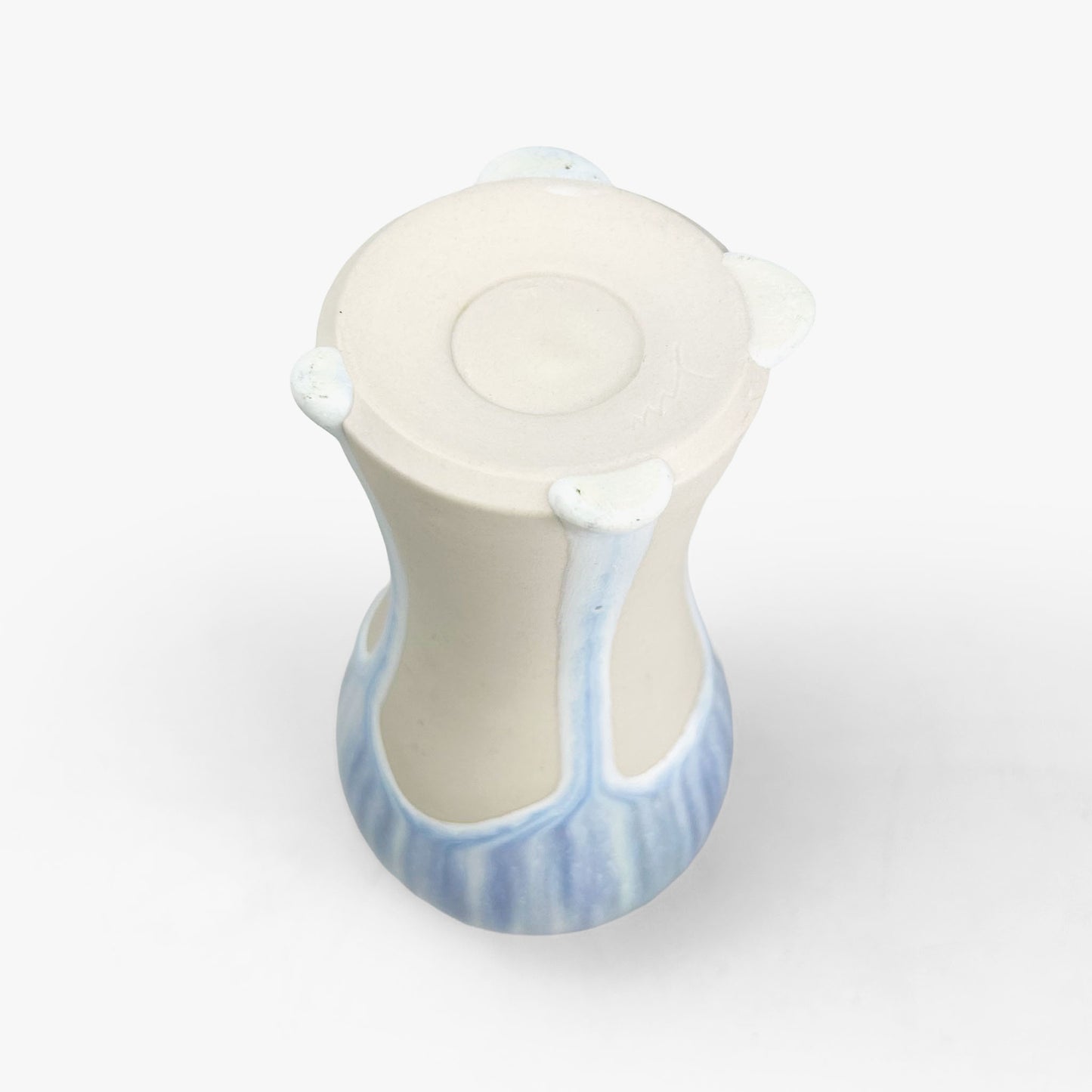 Vase White Blue by Minoru Fukushima (5"L)