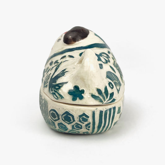 Cov. Bowl Dog Blue Ornament by Yukiko Hagiwara (2.75"x1.75"x1.75)