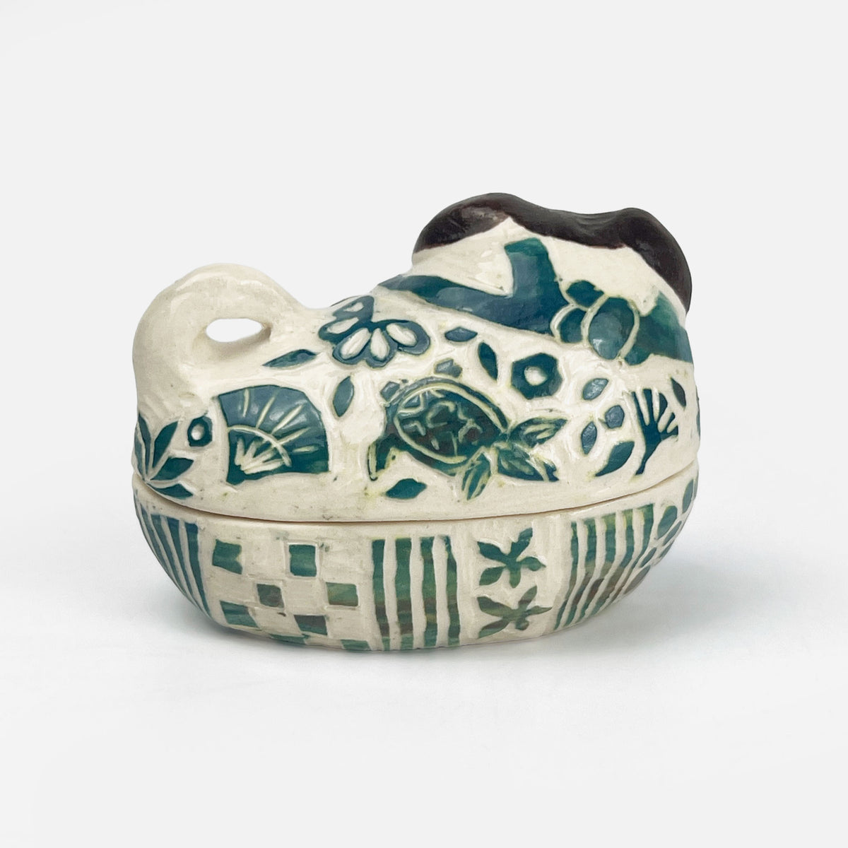 Cov. Bowl Dog Blue Ornament by Yukiko Hagiwara (2.75"x1.75"x1.75)