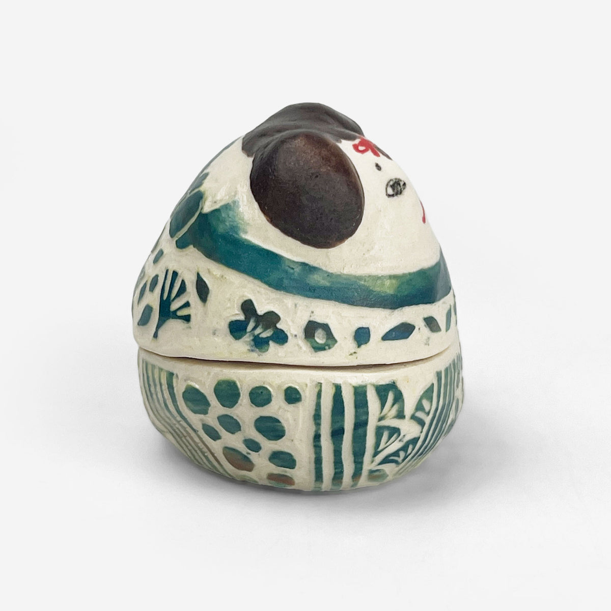 Cov. Bowl Dog Blue Ornament by Yukiko Hagiwara (2.75"x1.75"x1.75)