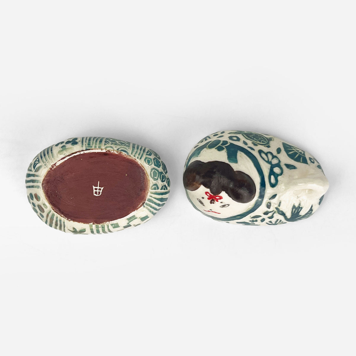 Cov. Bowl Dog Blue Ornament by Yukiko Hagiwara (2.75"x1.75"x1.75)