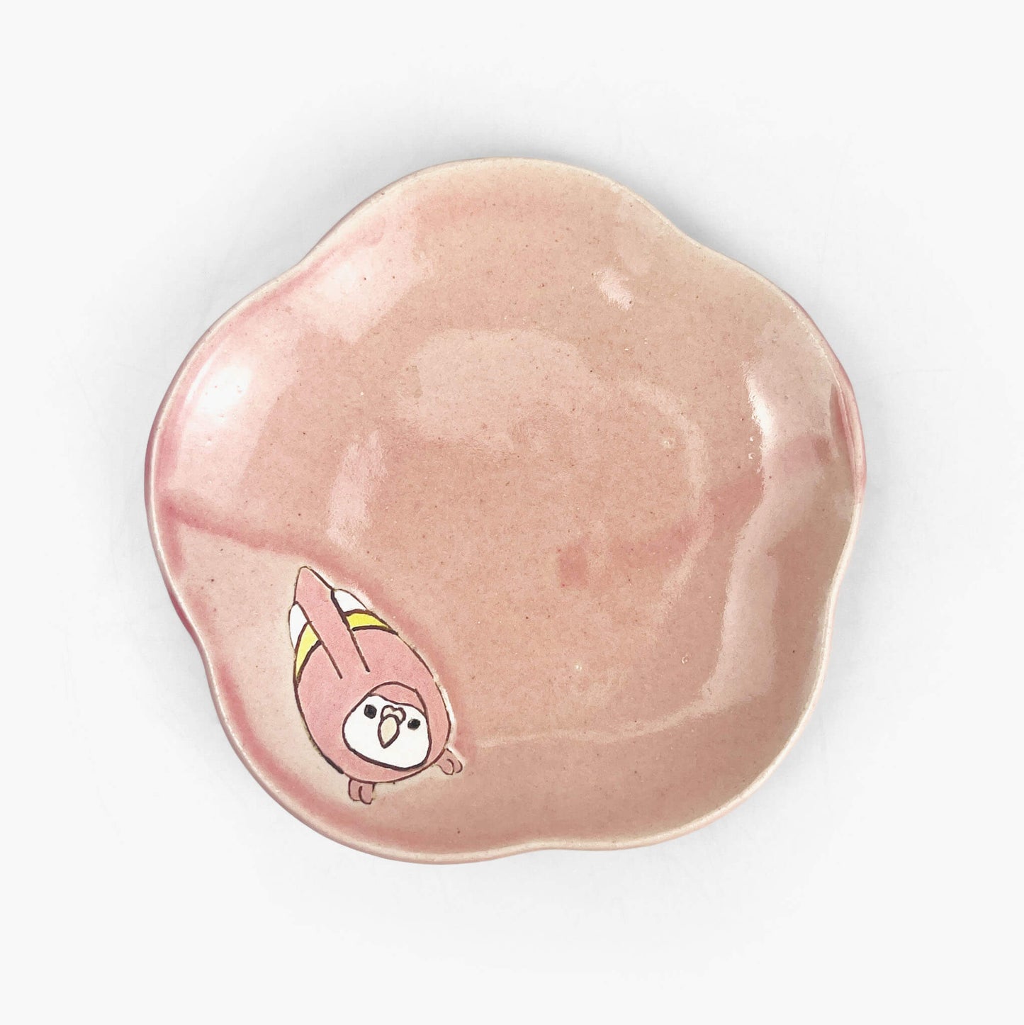 Dish Sakura Pink Bourke's Parrot (4.25"x4") by Yoji Horikoshi