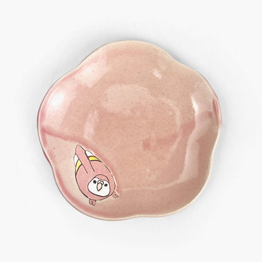 Dish Sakura Pink Bourke's Parrot (4.25"x4") by Yoji Horikoshi