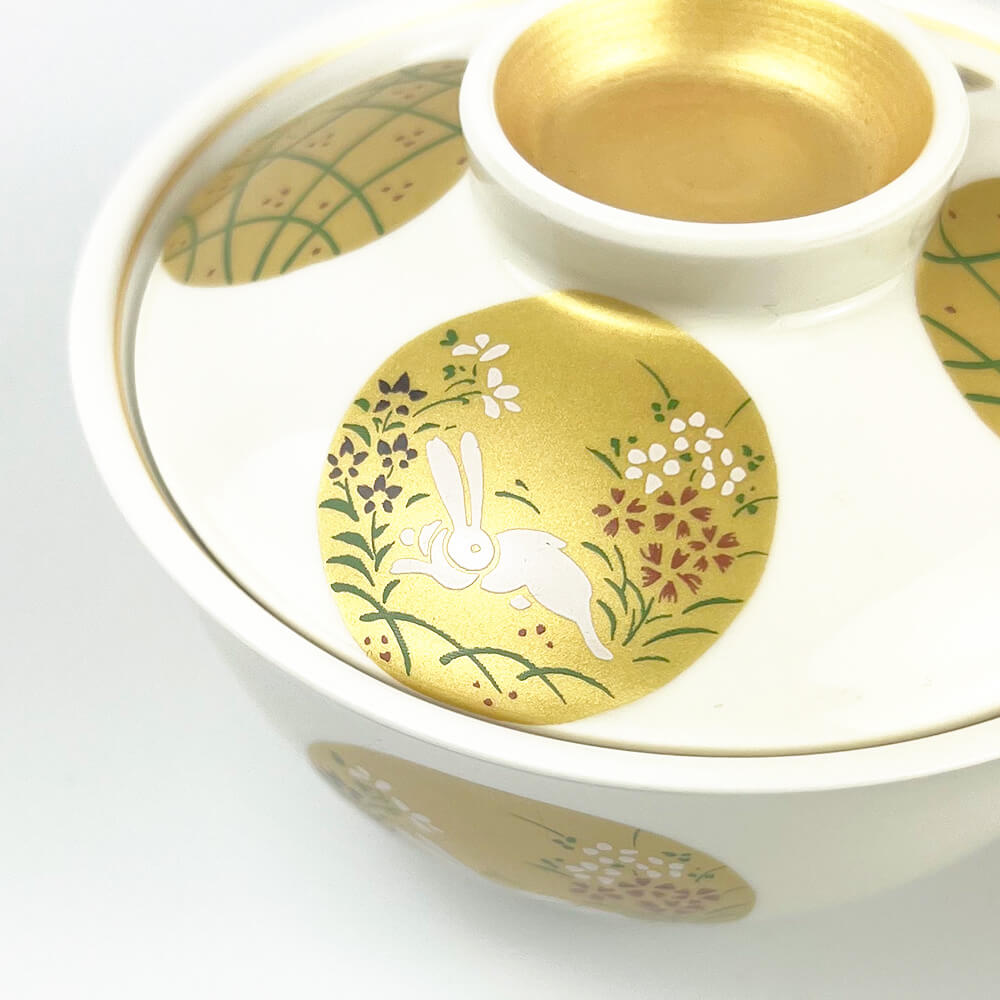 Kinsai Gold Marumon Rabbit Cov.Bowl (4.25"D) image 1