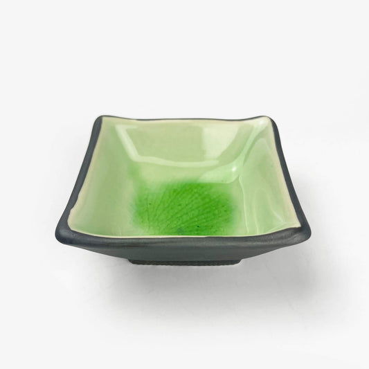 Sq. Kozuke Dish Green (3.5"D)
