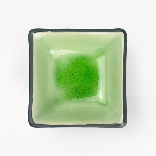 Sq. Kozuke Dish Green (3.5"D)