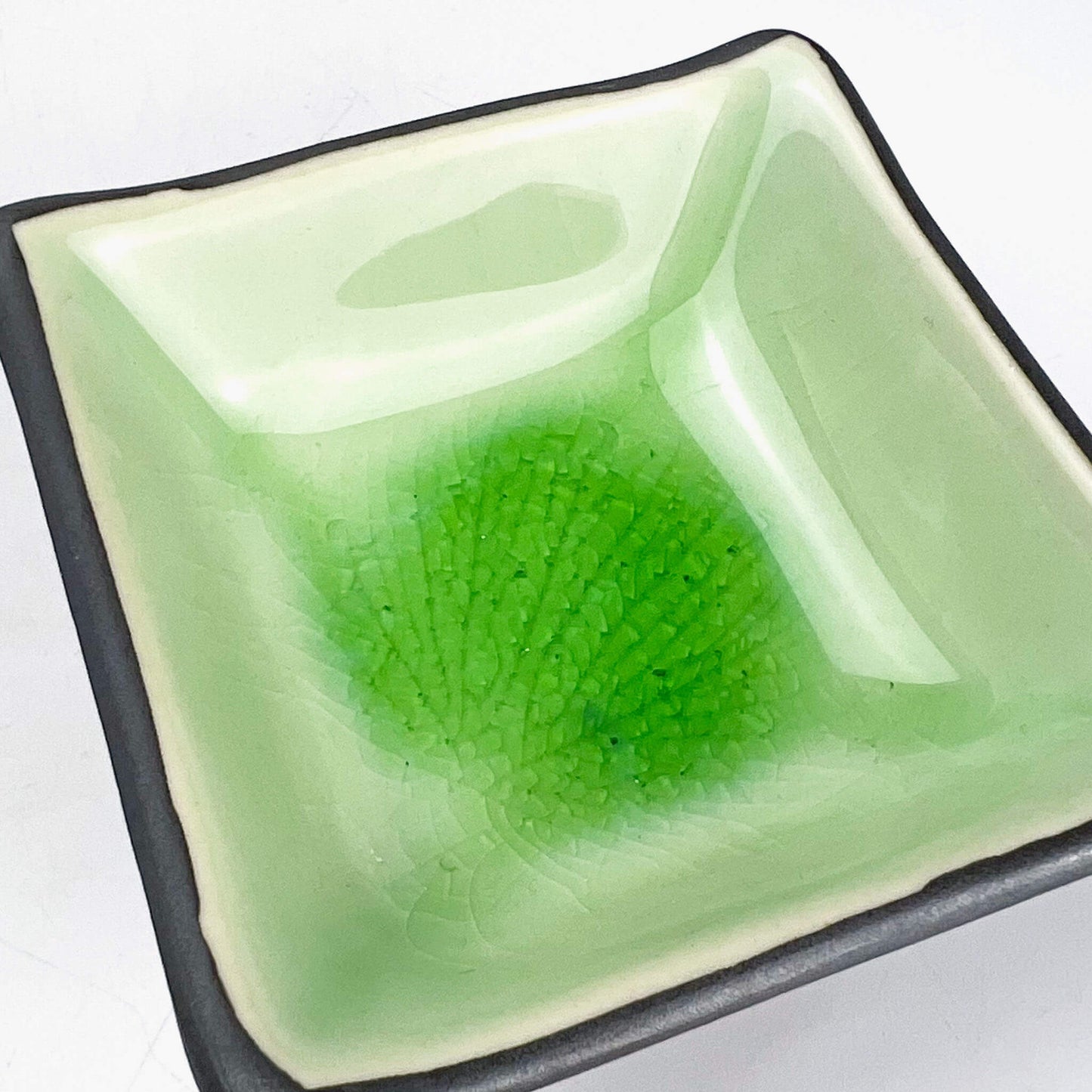 Sq. Kozuke Dish Green (3.5"D)