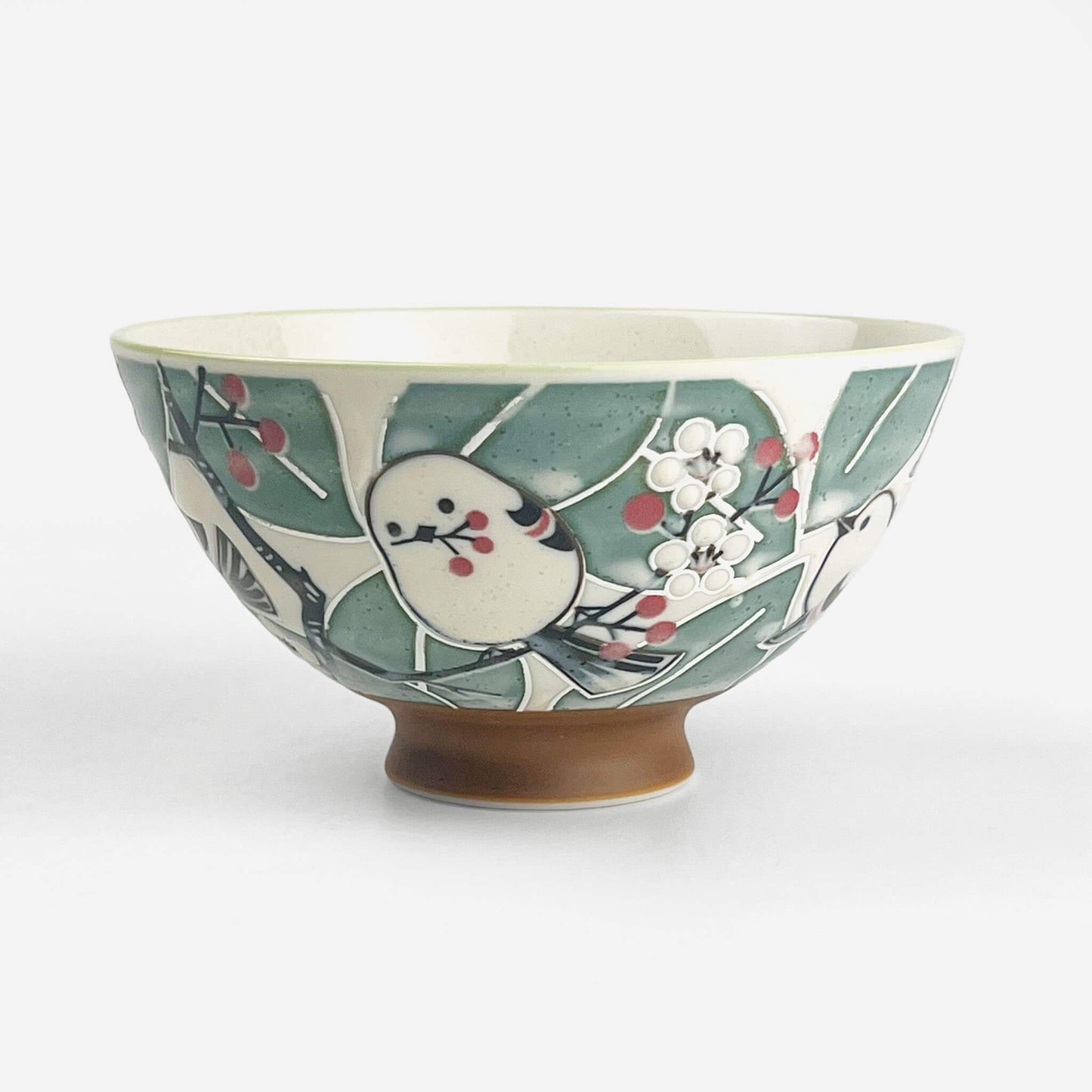 Rice Bowl Shima-enaga Bird Green (5"D)
