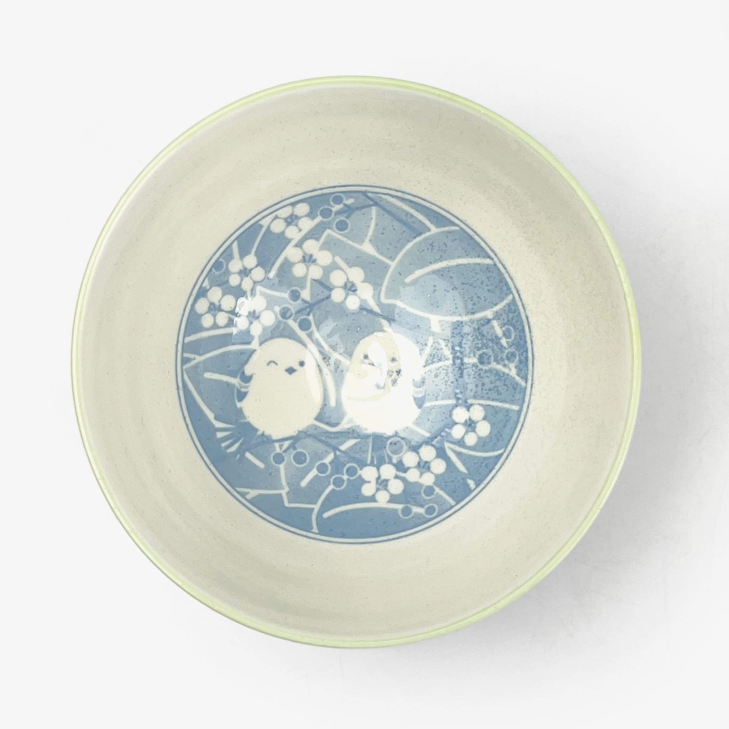 Rice Bowl Shima-enaga Bird Green (5"D)