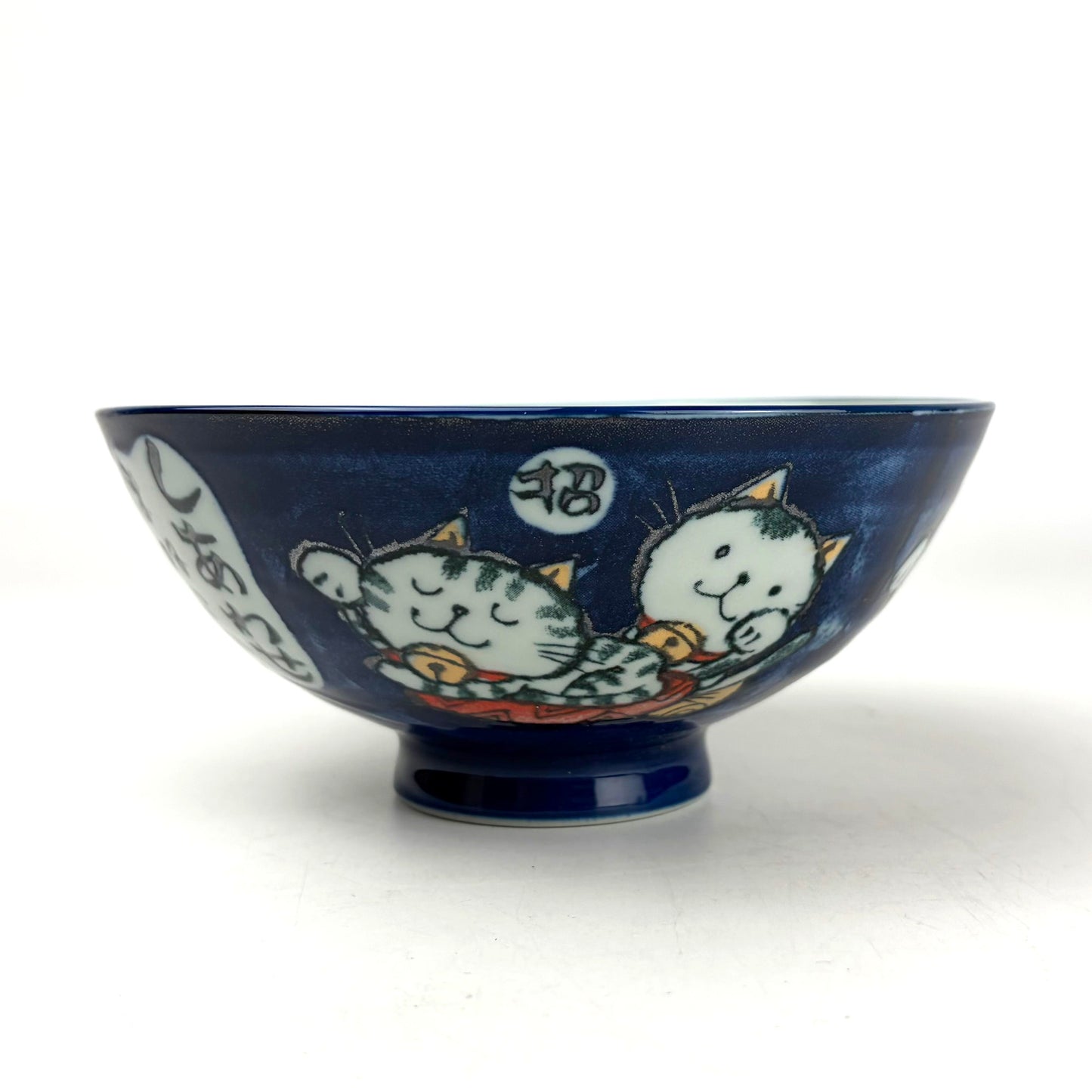 Lucky Cat Blue Rice Bowl Large (5.5"D)