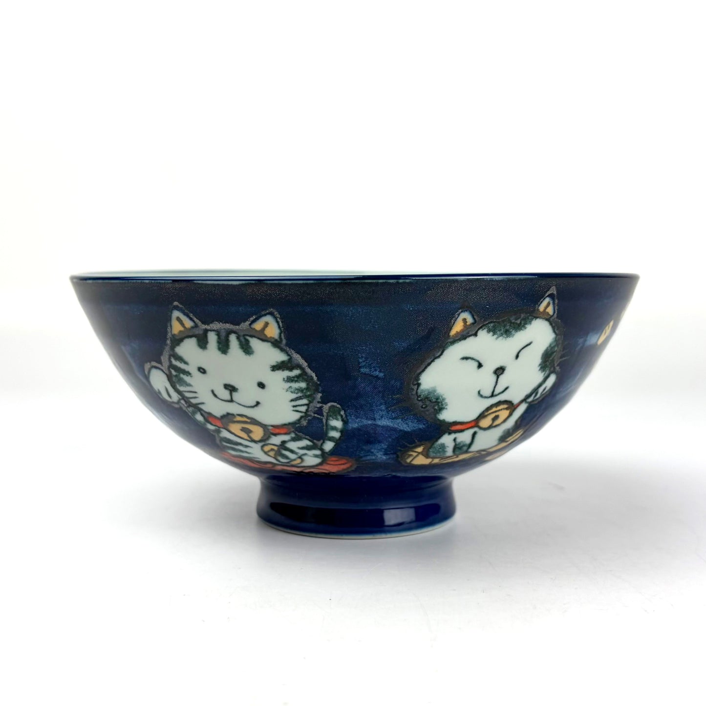 Lucky Cat Blue Rice Bowl Large (5.5"D)